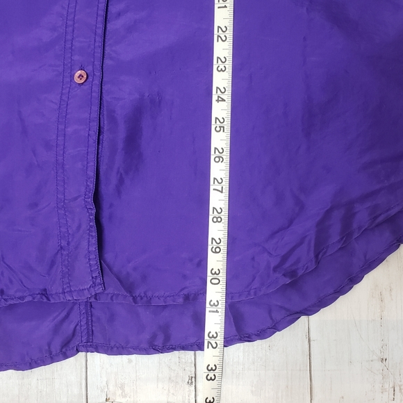 Vintage Blouse Size 22 24 Washable Silk Purple Long Sleeve Oversized - Picture 11 of 11